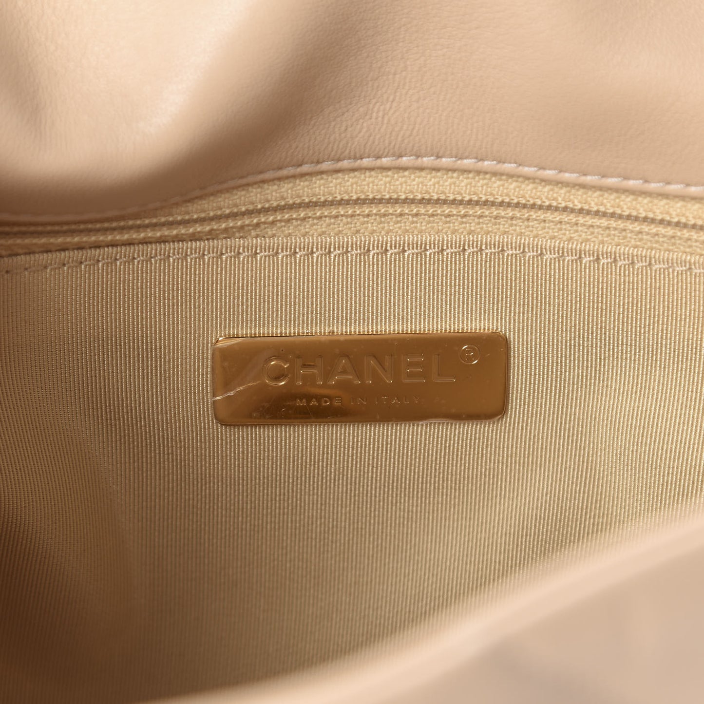 Lambskin Quilted Medium 19 Flap Beige