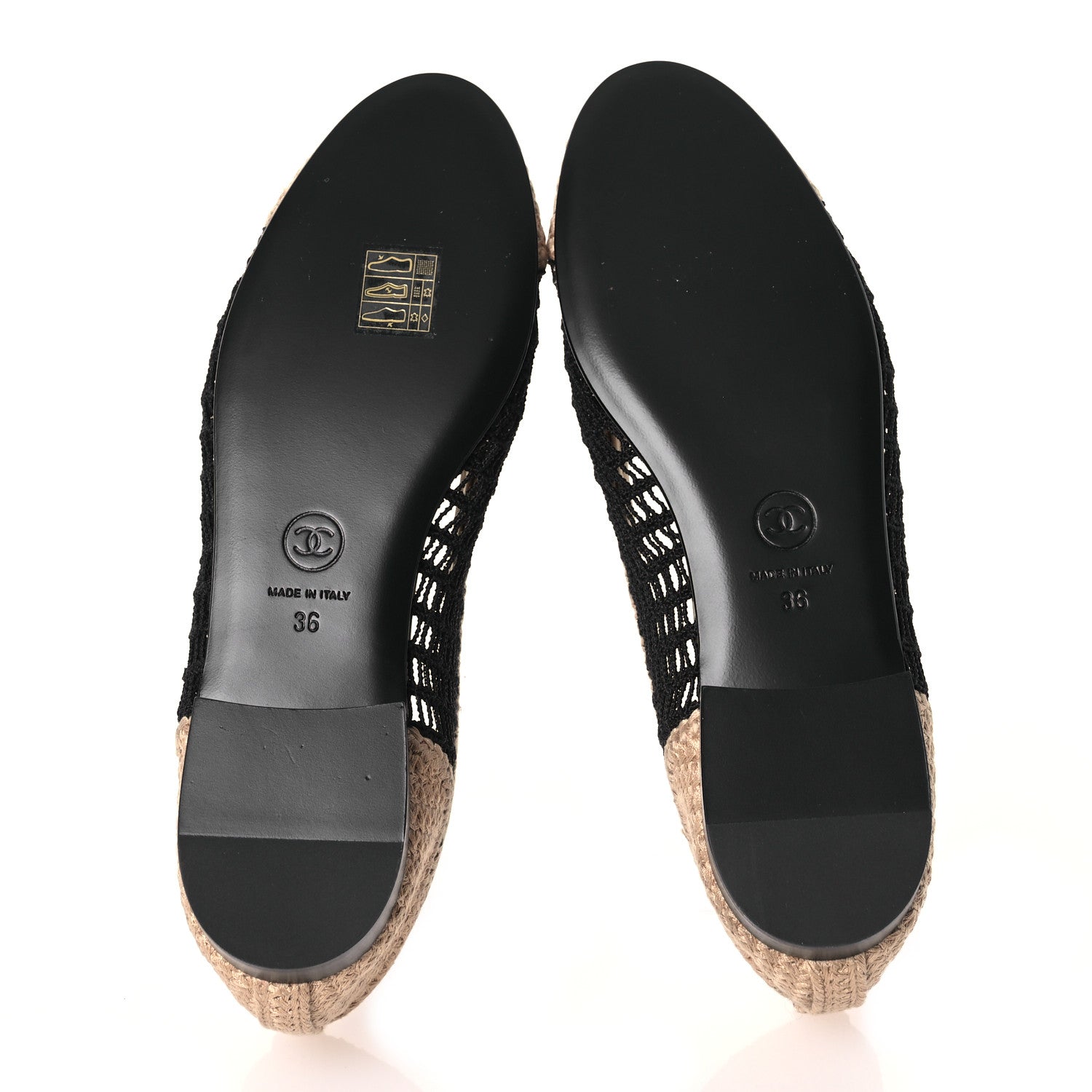 Chanel Raffia Cap Toe Ballerina Flats 36 Black Beige 6 of 10