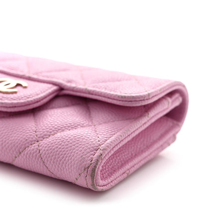 Chanel Caviar Quilted Flap Card Holder Wallet Light Pink 10 of 13