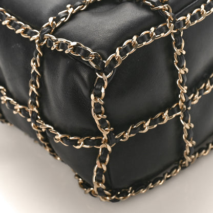 Chanel Lambskin Bucket Chain Drawstring Bag Black 8 of 9