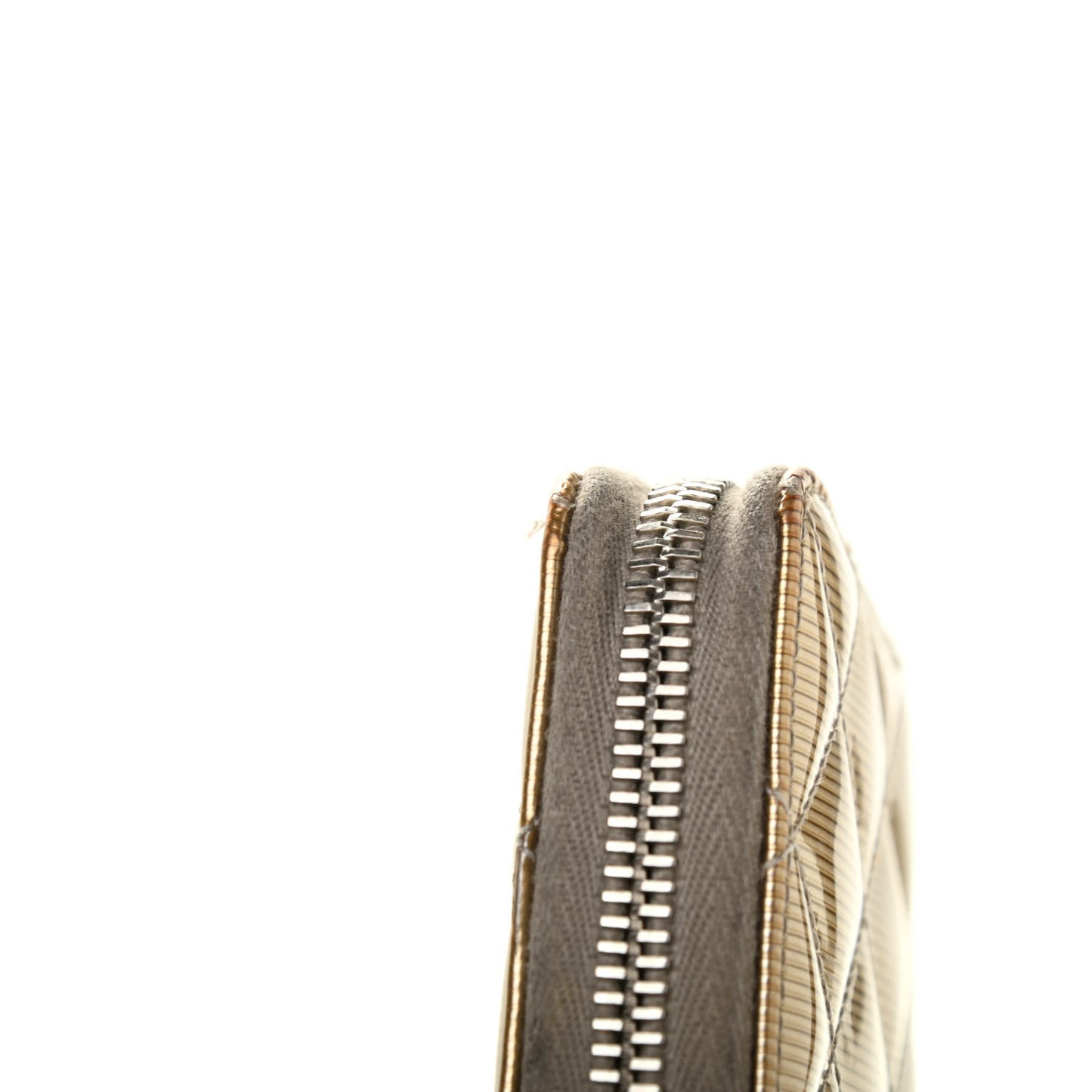 Striated Patent Zip Around Wallet Gold