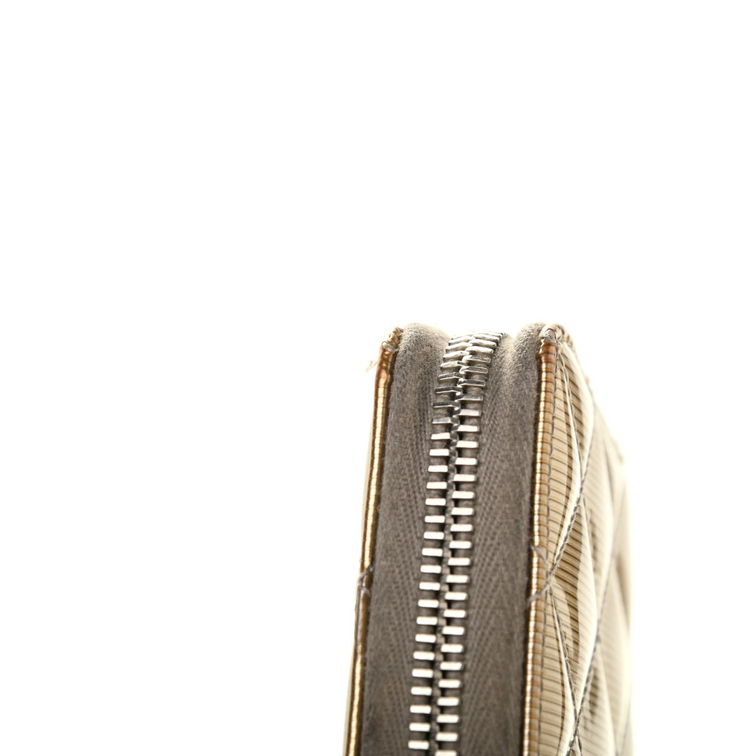 Chanel Striated Patent Zip Around Wallet Gold 21 of 22