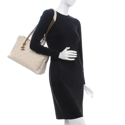 Chanel Glazed Caviar Quilted Small Shiva Tote Dark White 2 of 16