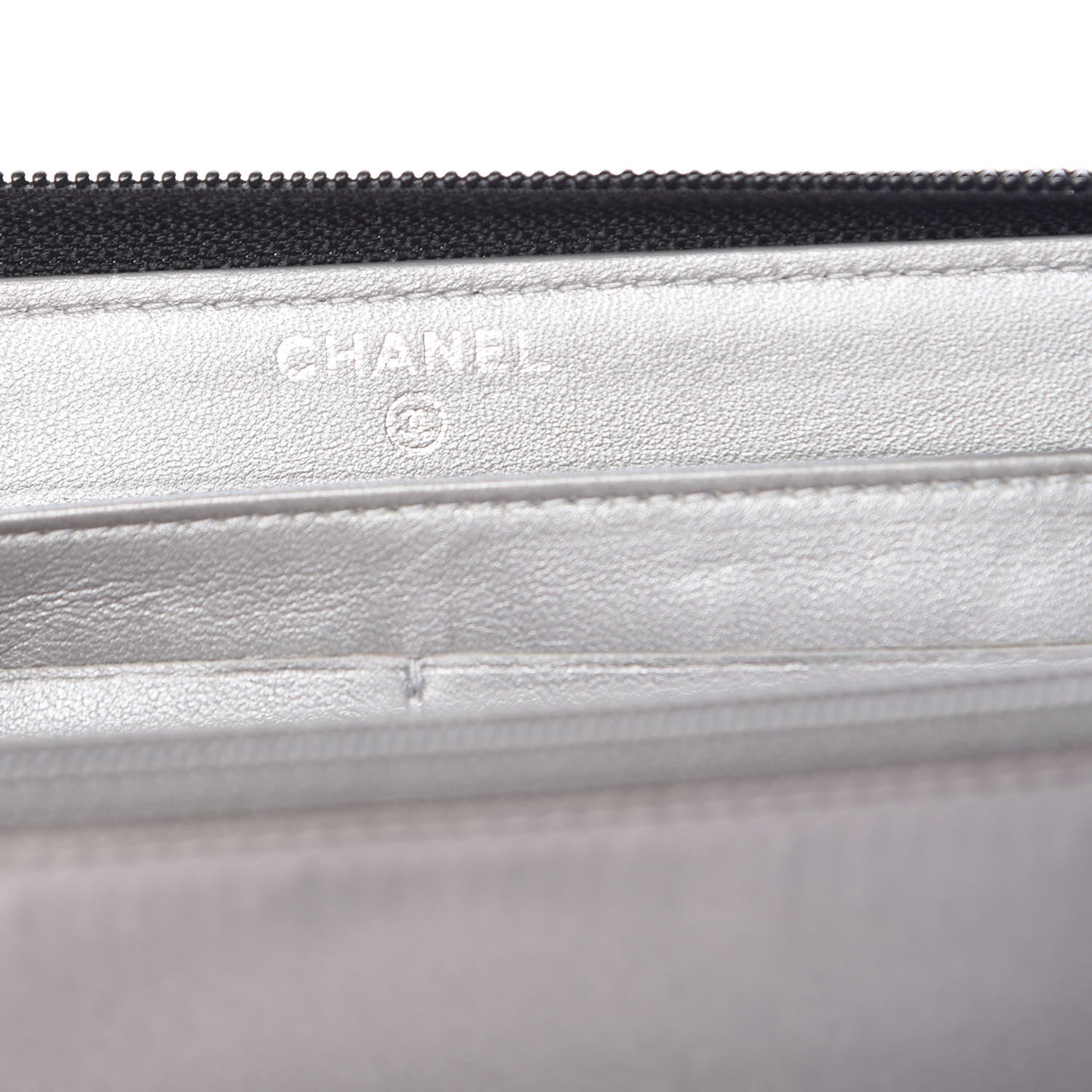 Chanel Lambskin Camellia Embossed Large Zip Around Gusset Wallet Black 6 of 9