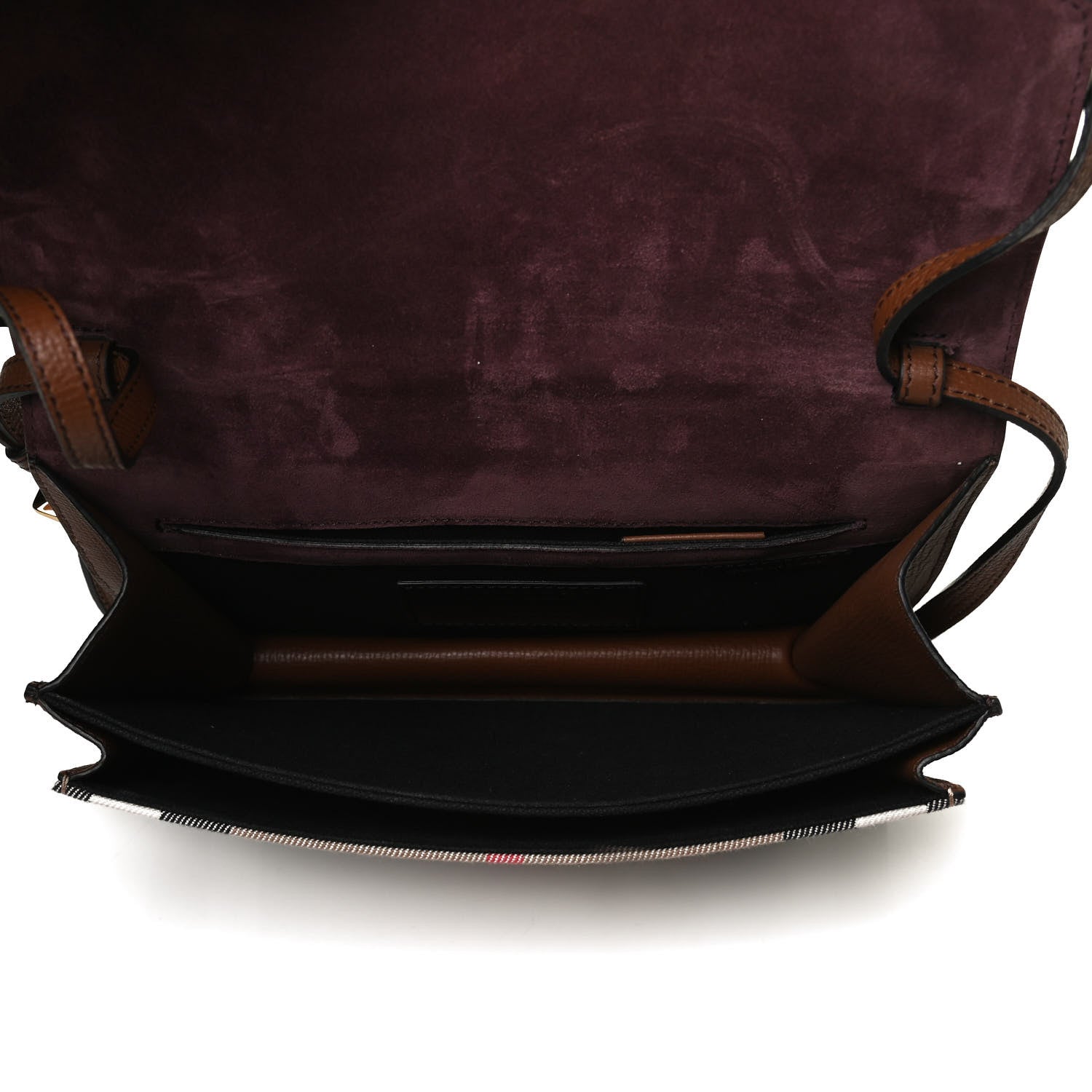 Burberry Derby Calfskin House Check Small Macken Crossbody Bag Tan 5 of 16