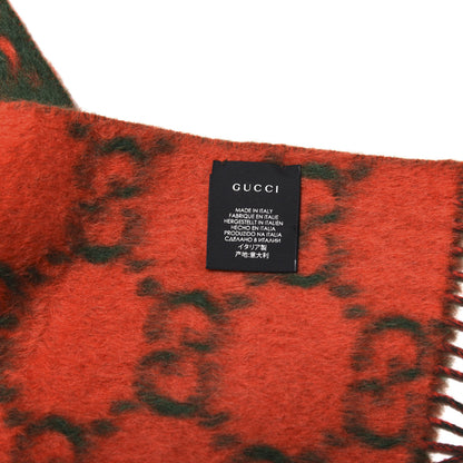 Gucci Wool Alpaca GG Monogram Big GG Rock Scarf Green Red 4 of 4