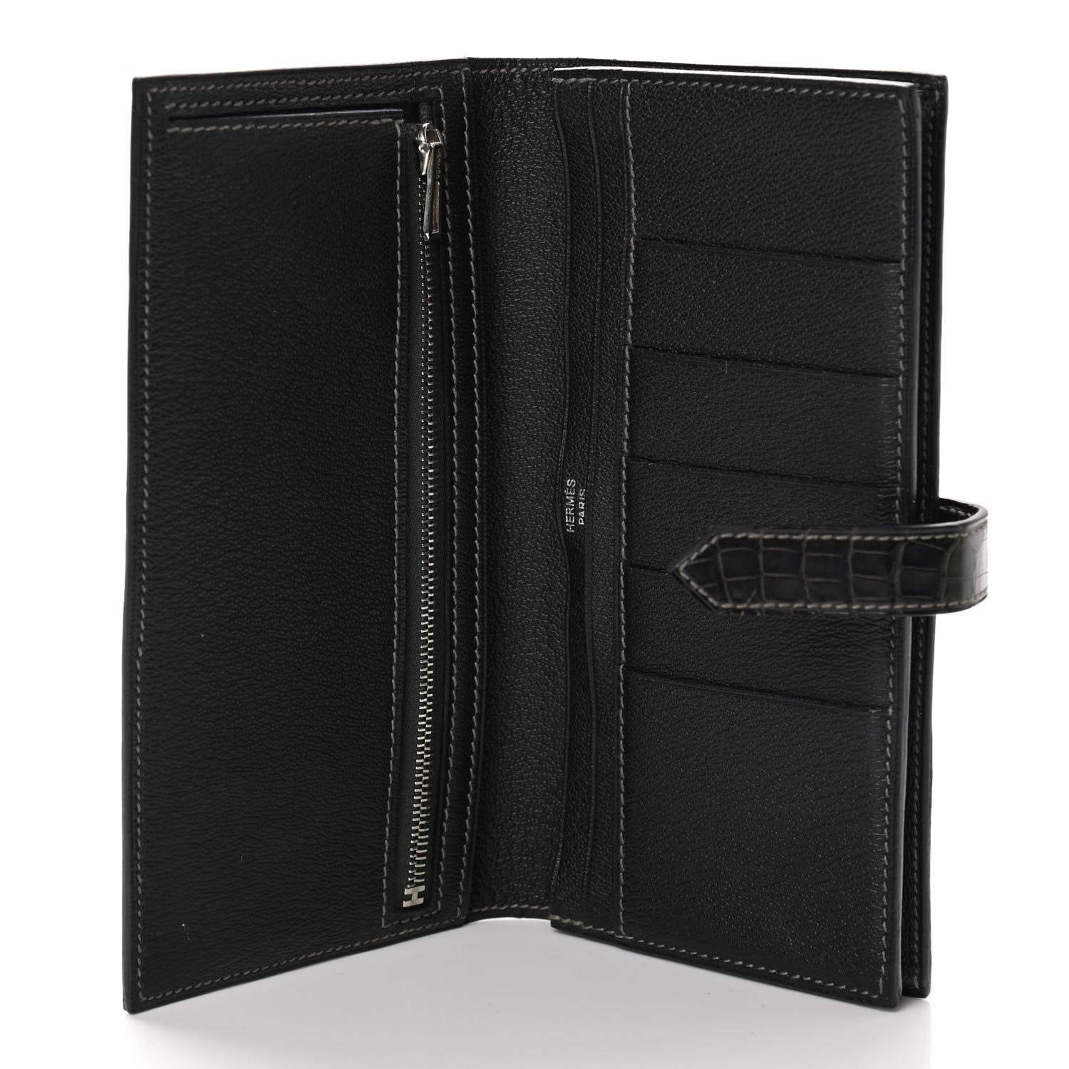 Hermes Shiny Alligator Bearn Wallet Graphite 5 of 9