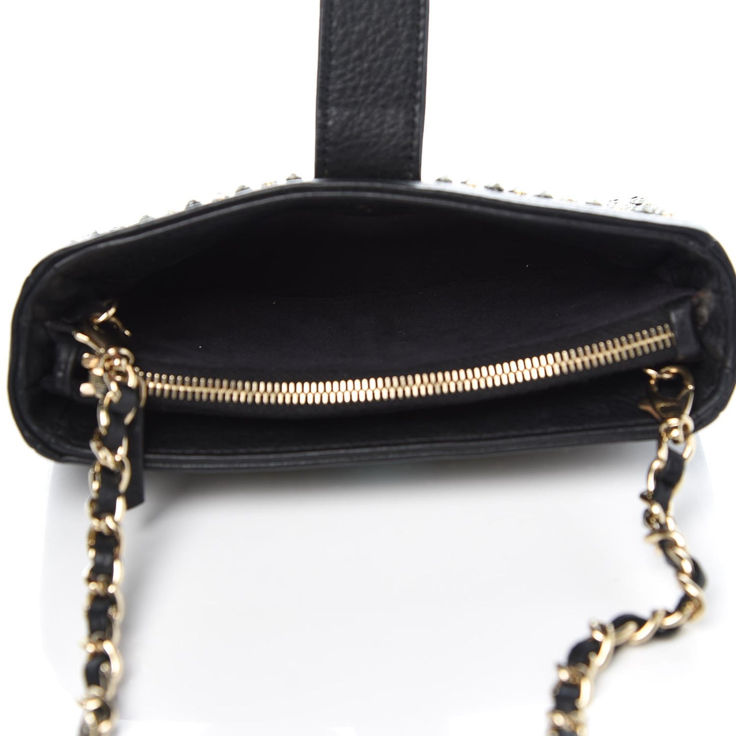 Calfskin Strass Studded Mini Phone Holder Clutch Black