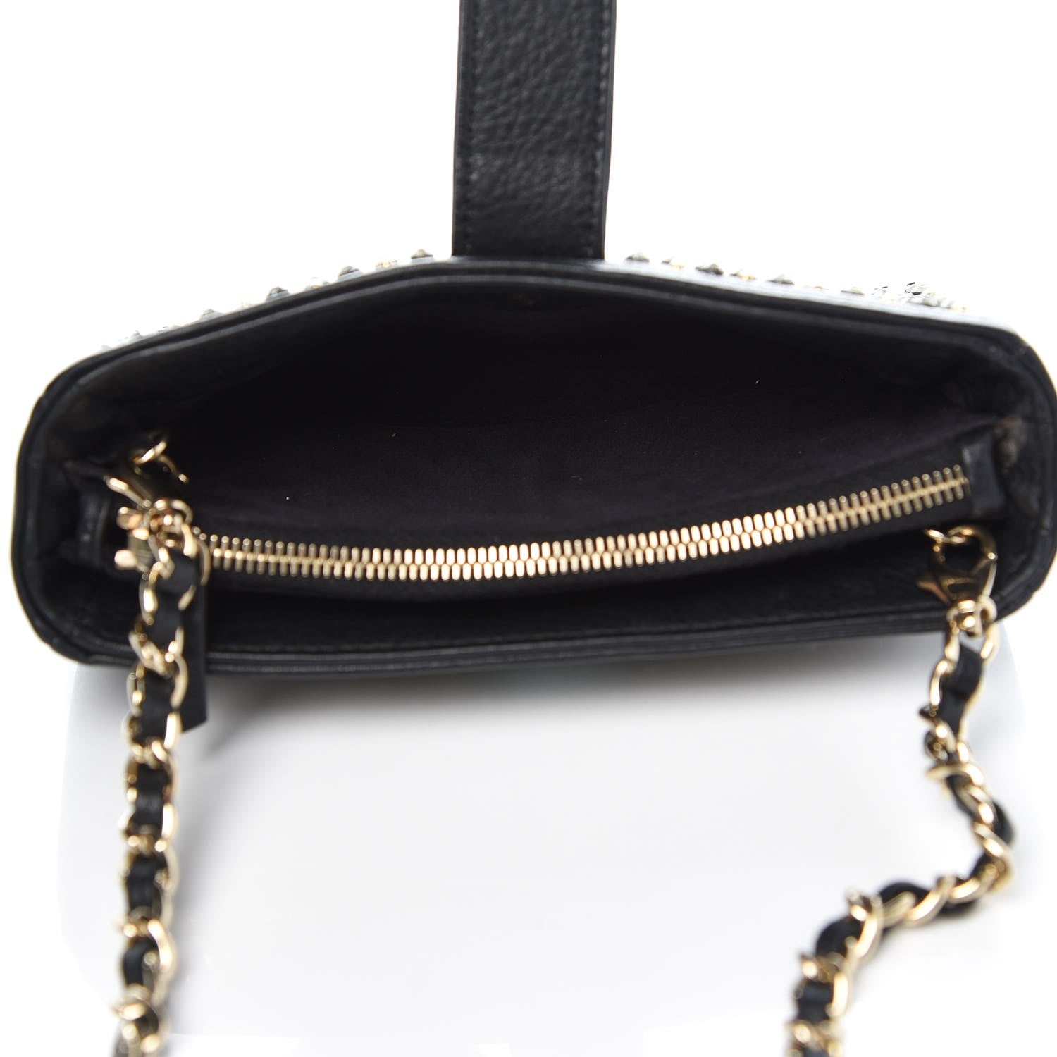 Chanel Calfskin Strass Studded Mini Phone Holder Clutch Black 5 of 8