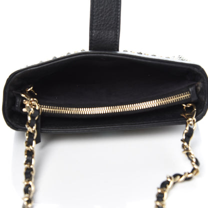 Chanel Calfskin Strass Studded Mini Phone Holder Clutch Black 5 of 8