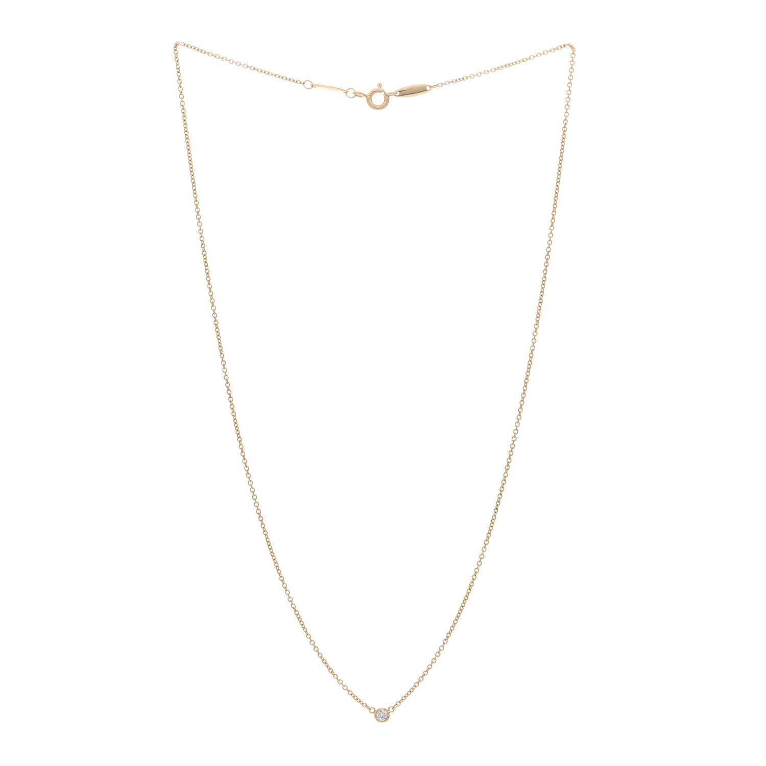 Tiffany 18K Yellow Gold Diamond .05ct Elsa Peretti Diamonds by the Yard Pendant Necklace 3 of 4