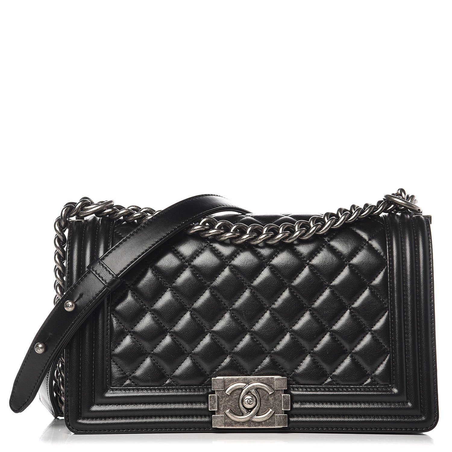 Chanel Lambskin Quilted Medium Boy Flap Black 1 of 8