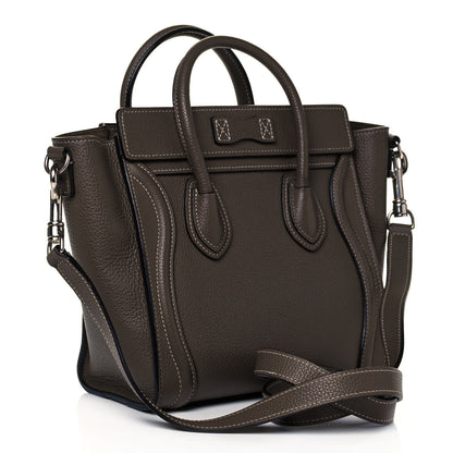 Celine Drummed Calfskin Nano Luggage Souris 3 of 9