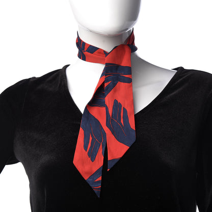 Hermes Silk Les Mains Twilly Rouge Dolomites 2 of 4