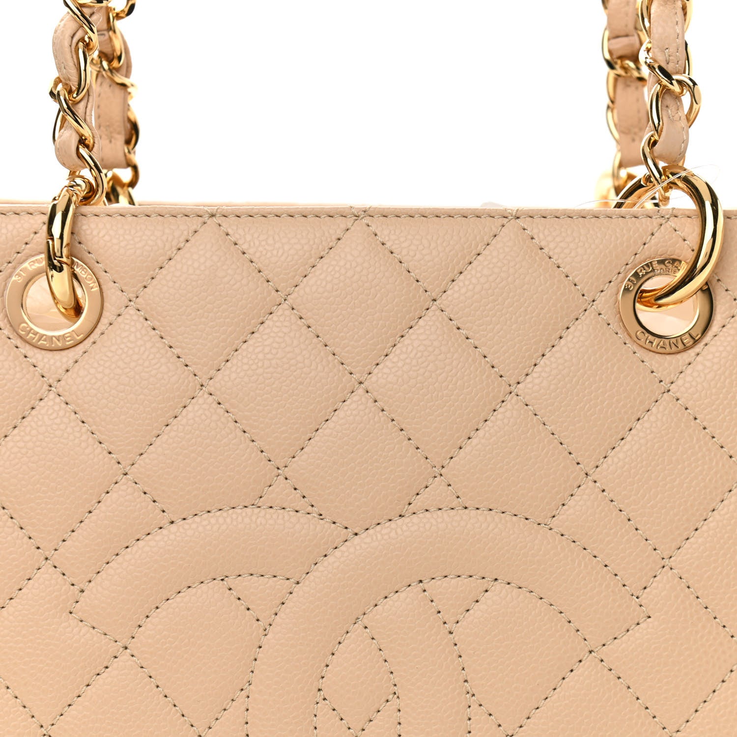 Chanel Caviar Quilted Grand Shopping Tote GST Beige Clair 10 of 11