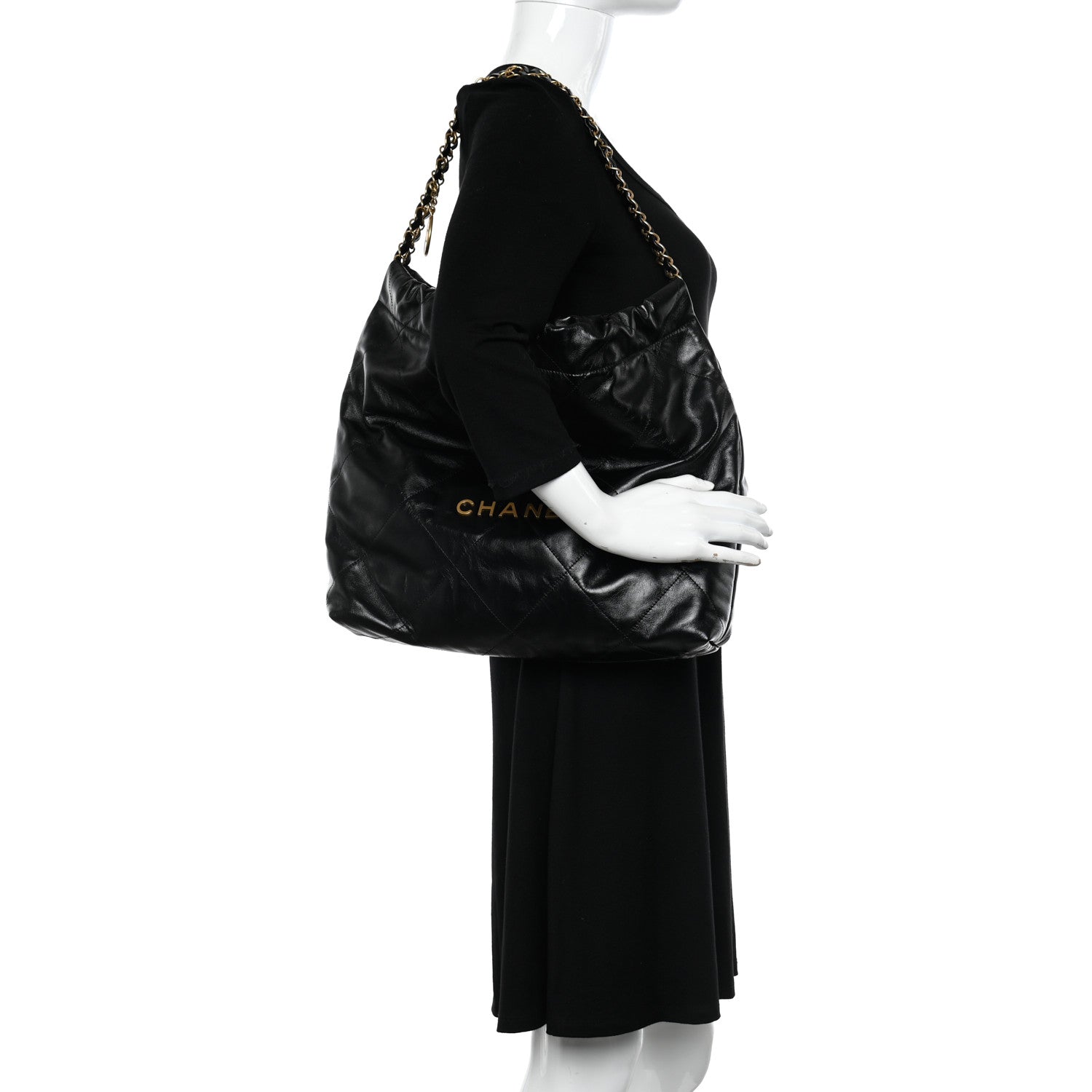 Chanel Shiny Calfskin Quilted Chanel 22 Black 2 of 11