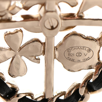 Chanel Lambskin Pearl Strass Sergeant Chanel Shield Brooch Gold 5 of 5