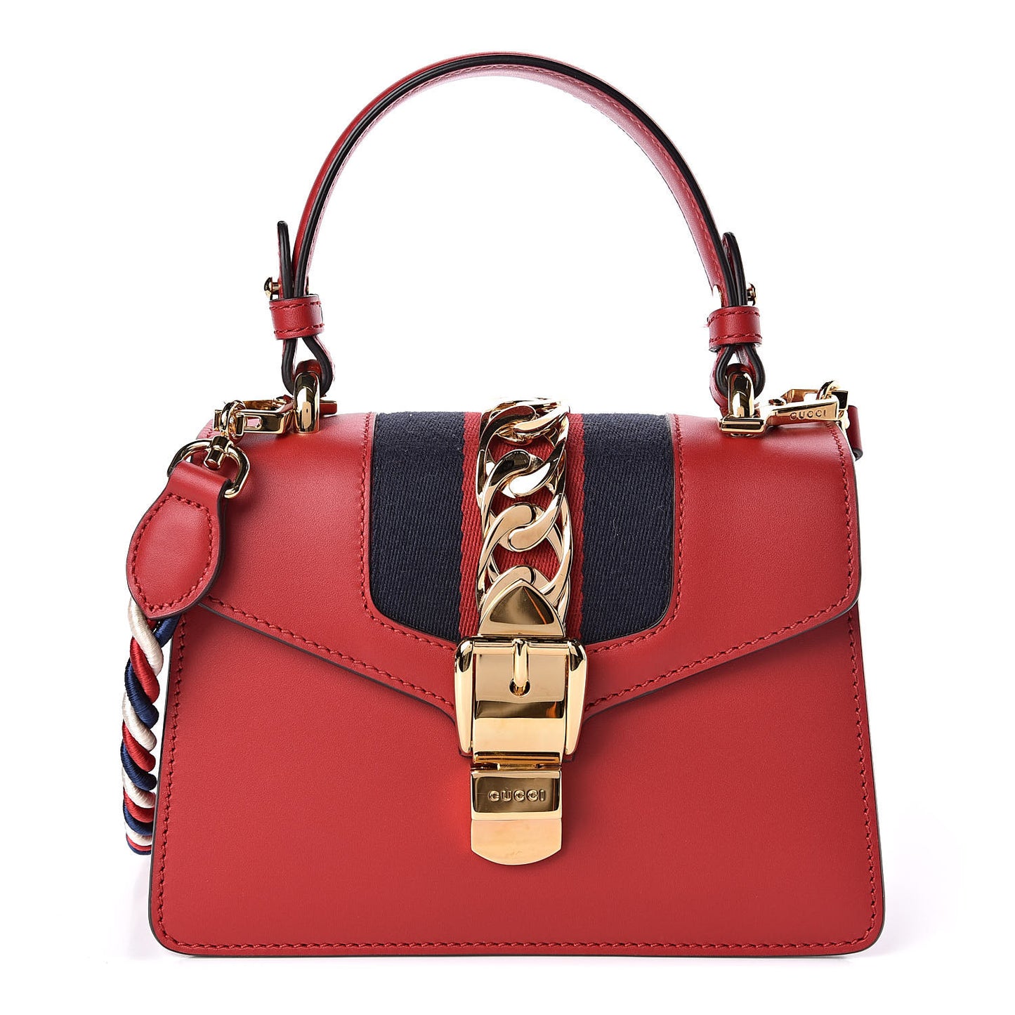 Calfskin Mini Sylvie Top Handle Bag Hibiscus Red