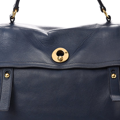 Saint Laurent Calfskin Canvas Large Muse Two Navy 15 of 22