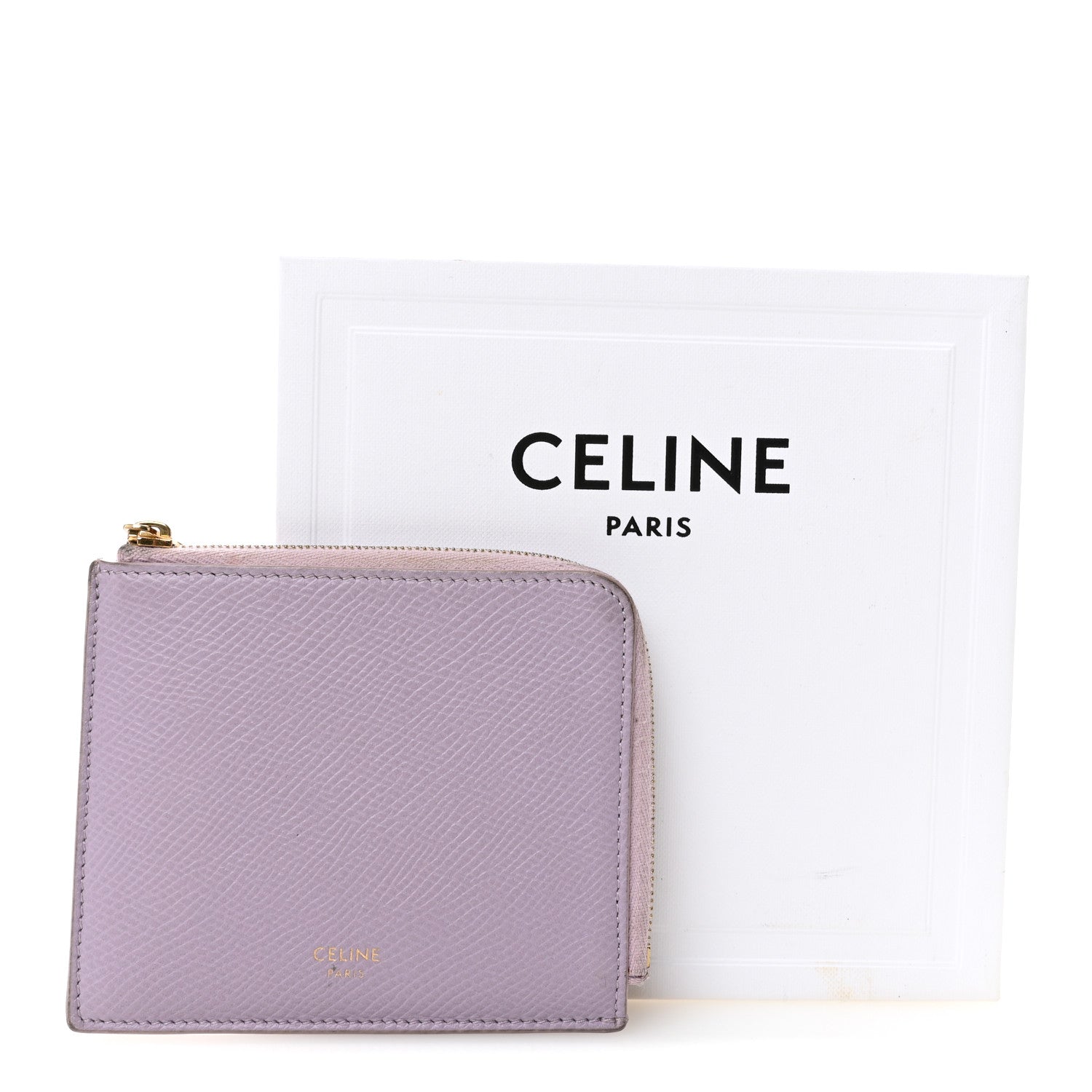 Celine Drummed Calfskin Medium Half Zip Multifunction Wallet Coin
