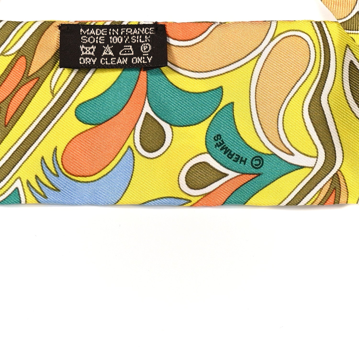 Hermes Silk Folklore Twilly Jaune Citron Kaki Saumon 3 of 3