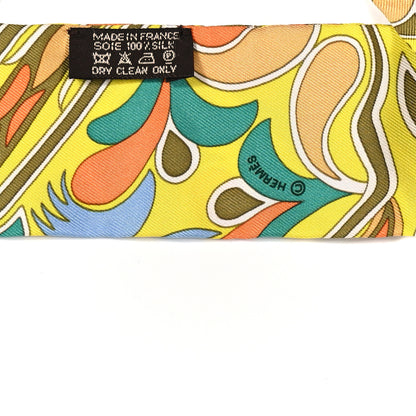 Hermes Silk Folklore Twilly Jaune Citron Kaki Saumon 3 of 3