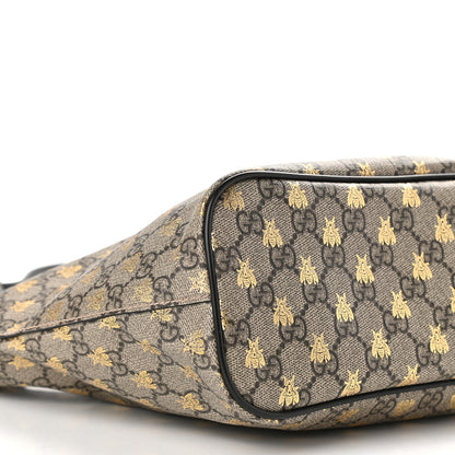 Gucci Soft GG Supreme Monogram Bees Small Crossbody Tote Beige Oro Black 8 of 9