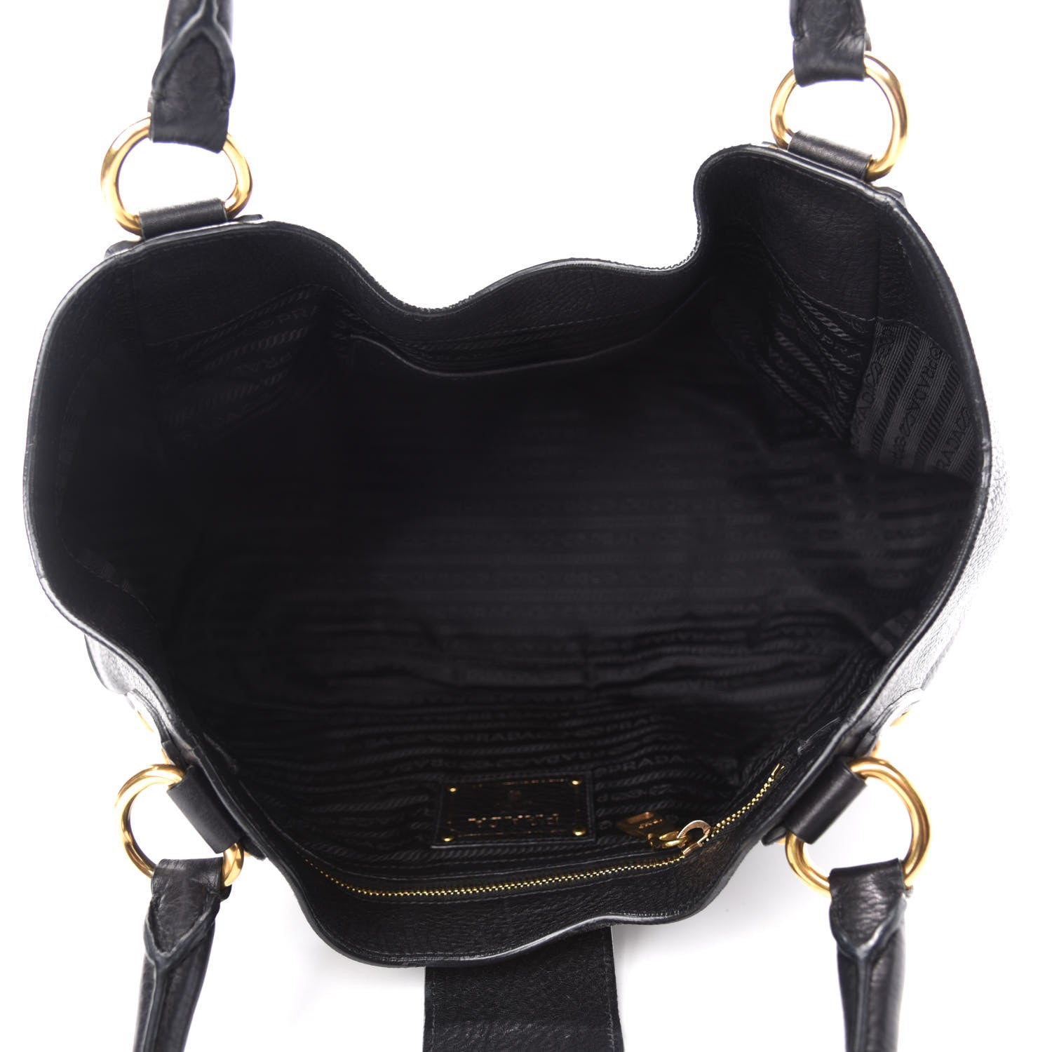 Prada Vitello Daino Pushlock Tote Black 5 of 11