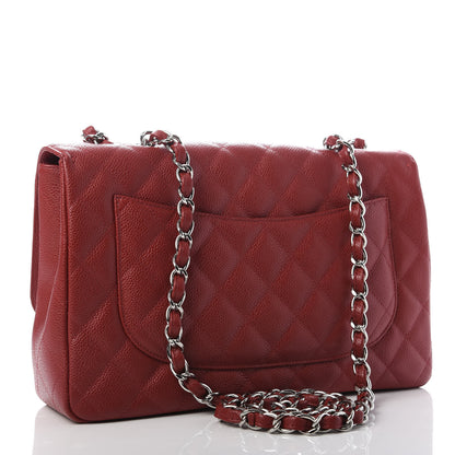 Chanel Caviar Quilted Jumbo Single Flap Red 3 of 10