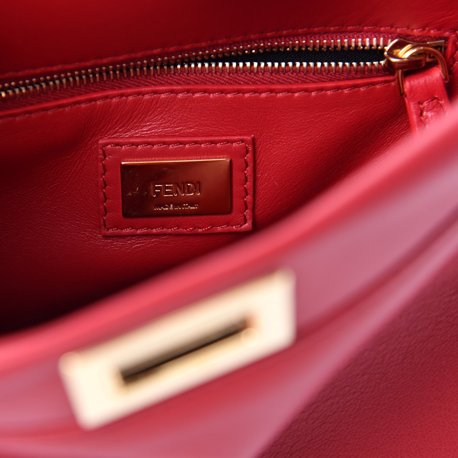 Fendi Nappa Mini Peekaboo Iconic Satchel Fragola 9 of 13