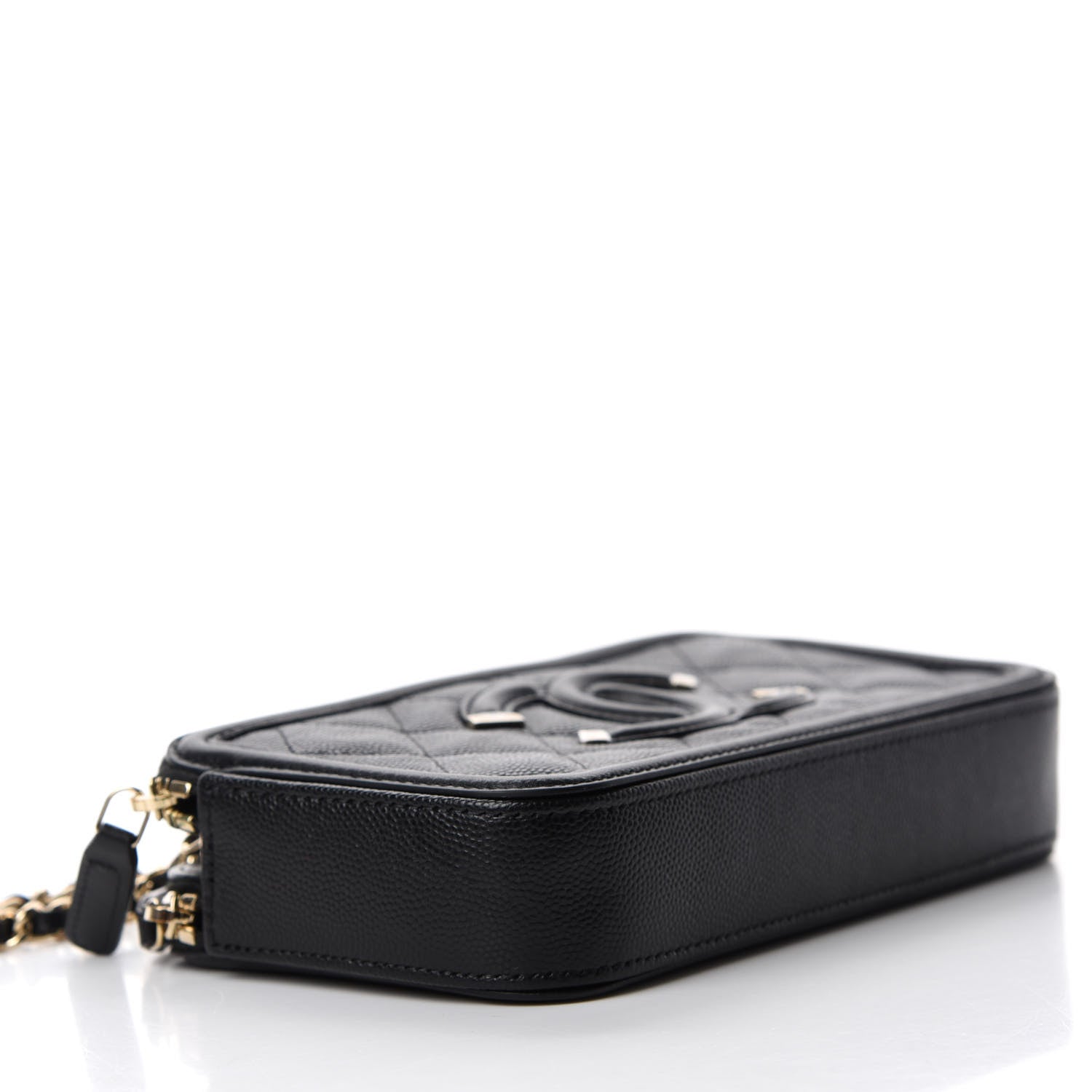 Chanel Caviar Quilted CC Filigree Clutch With Chain Black 4 of 12