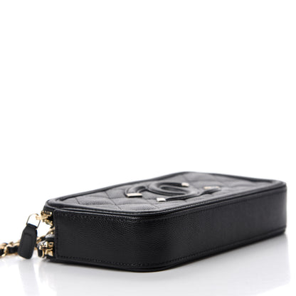 Chanel Caviar Quilted CC Filigree Clutch With Chain Black 4 of 12