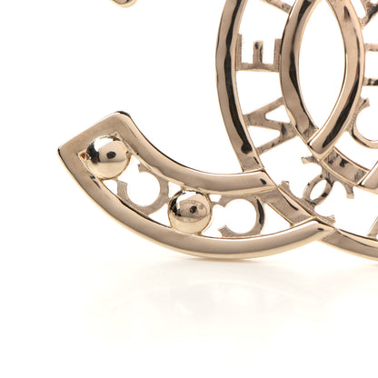 Chanel Crystal Pearl Coco CC Logo Brooch Gold 5 of 6