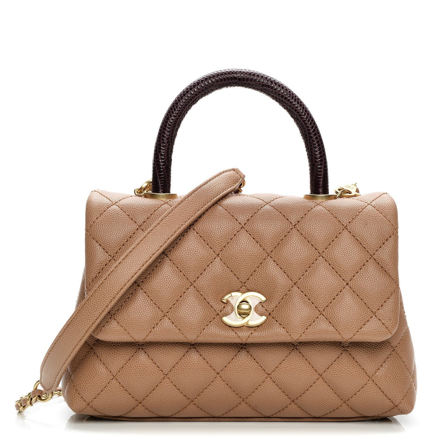 Chanel Caviar Lizard Quilted Mini Coco Handle Flap Beige 1 of 9