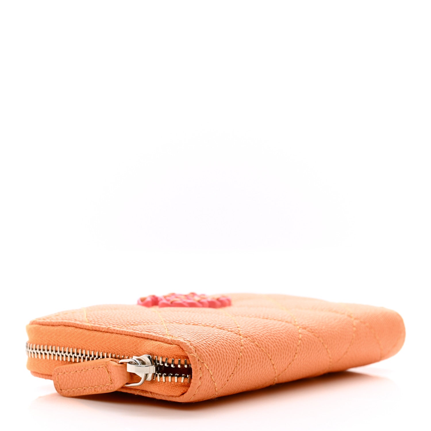 Chanel Caviar Flashy CC Zip Card Holder Wallet Orange 4 of 8