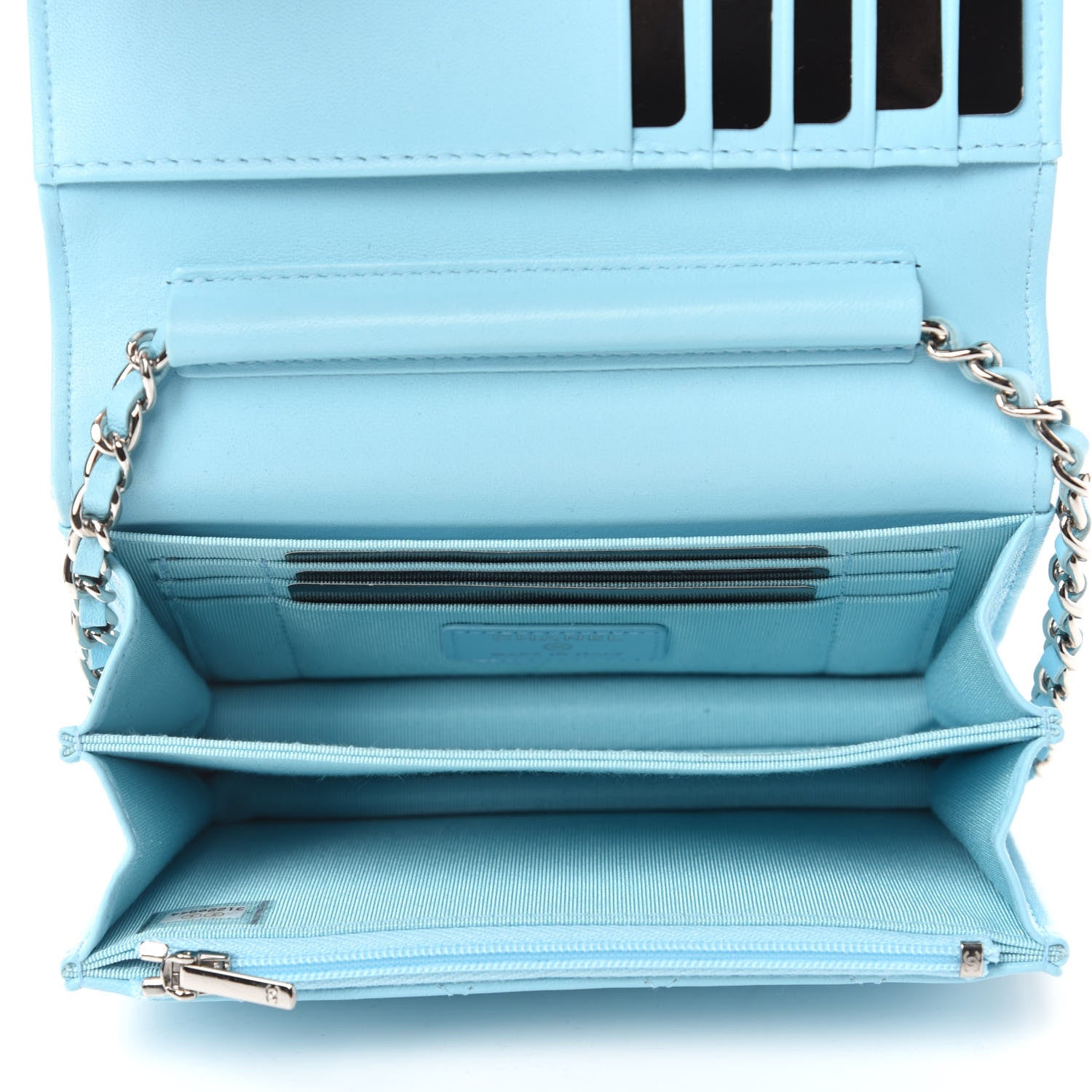 Chanel Lambskin Quilted Mini Wallet On Chain WOC Neon Blue 5 of 10