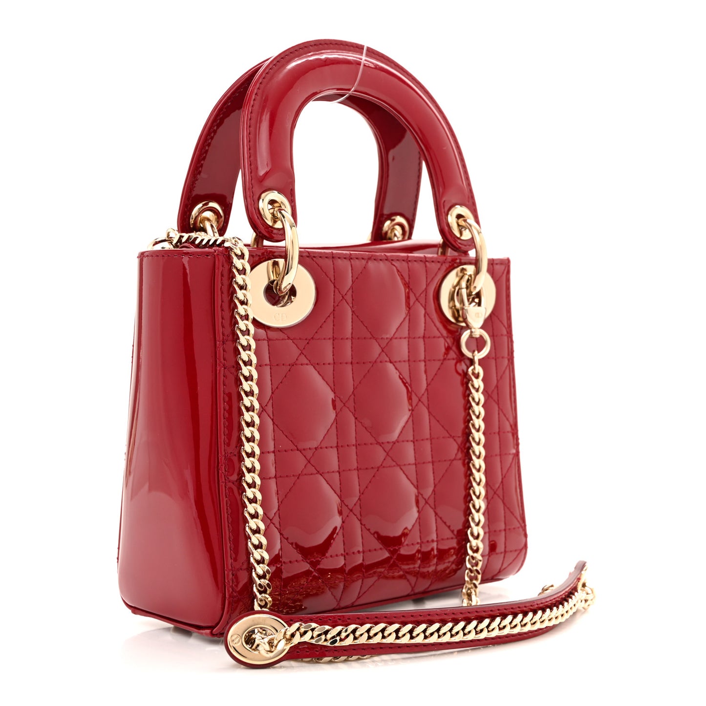 Patent Cannage Mini Lady Dior Red