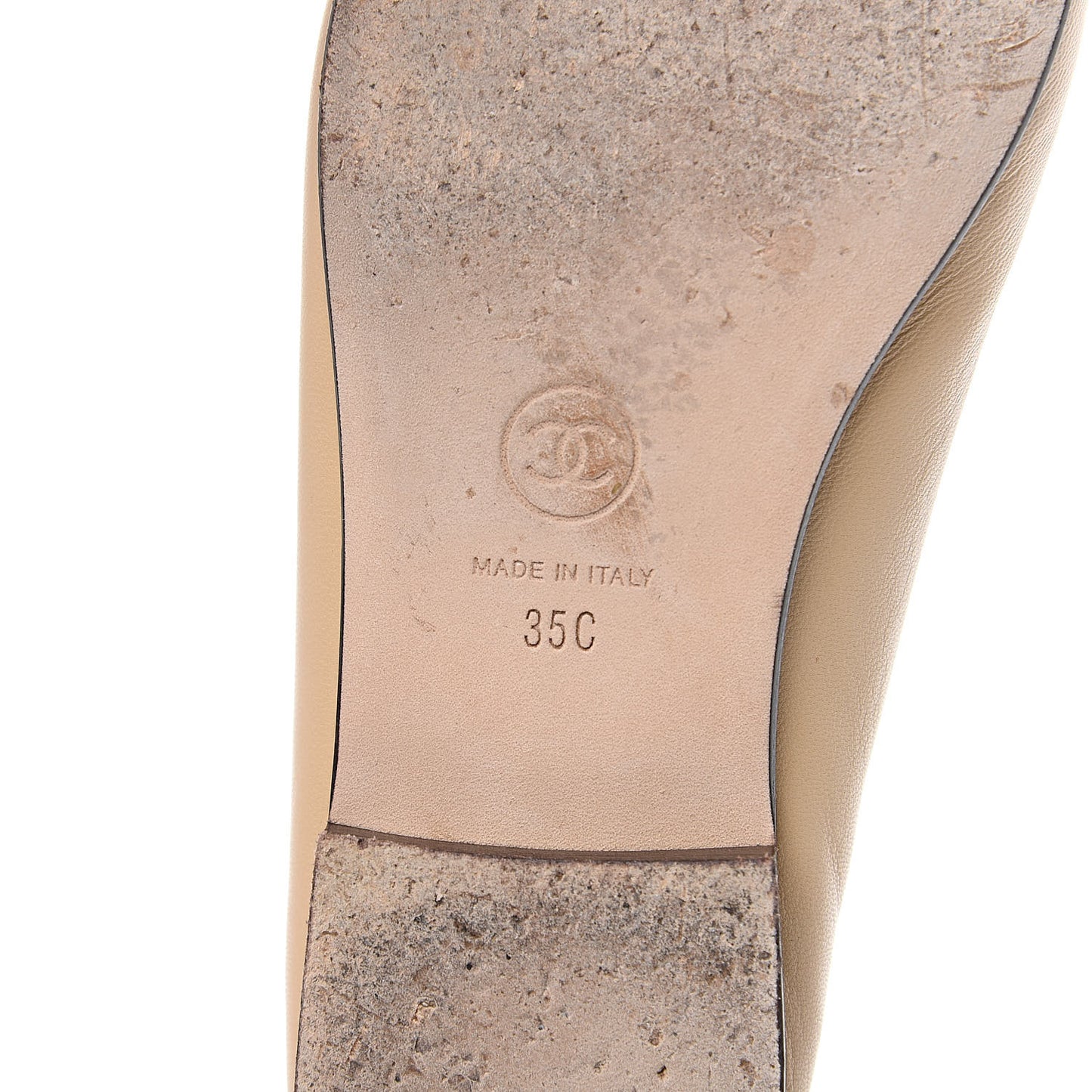 Lambskin CC Cap Toe Ballerina Flats 35 Beige Black
