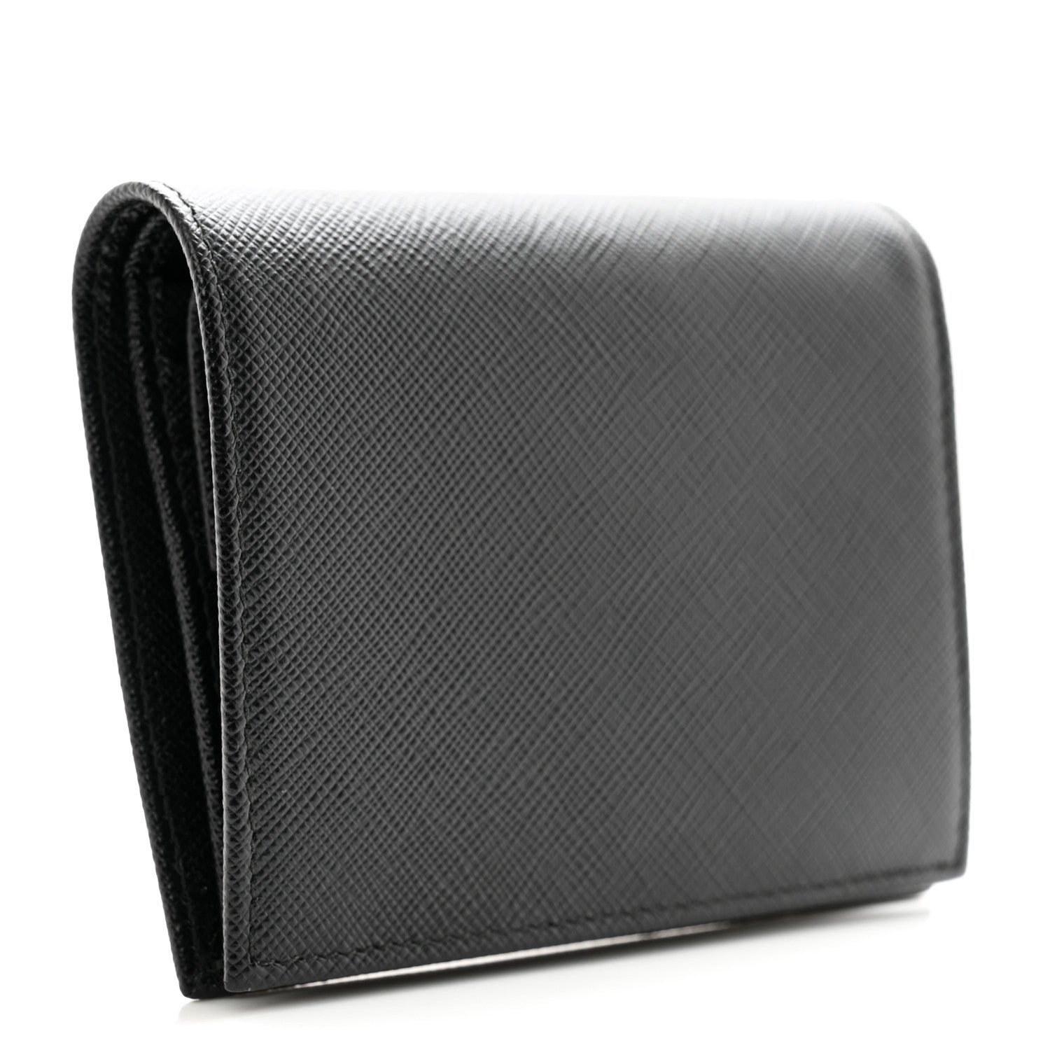 Prada Saffiano Metal Bi-Fold Wallet Black 3 of 8