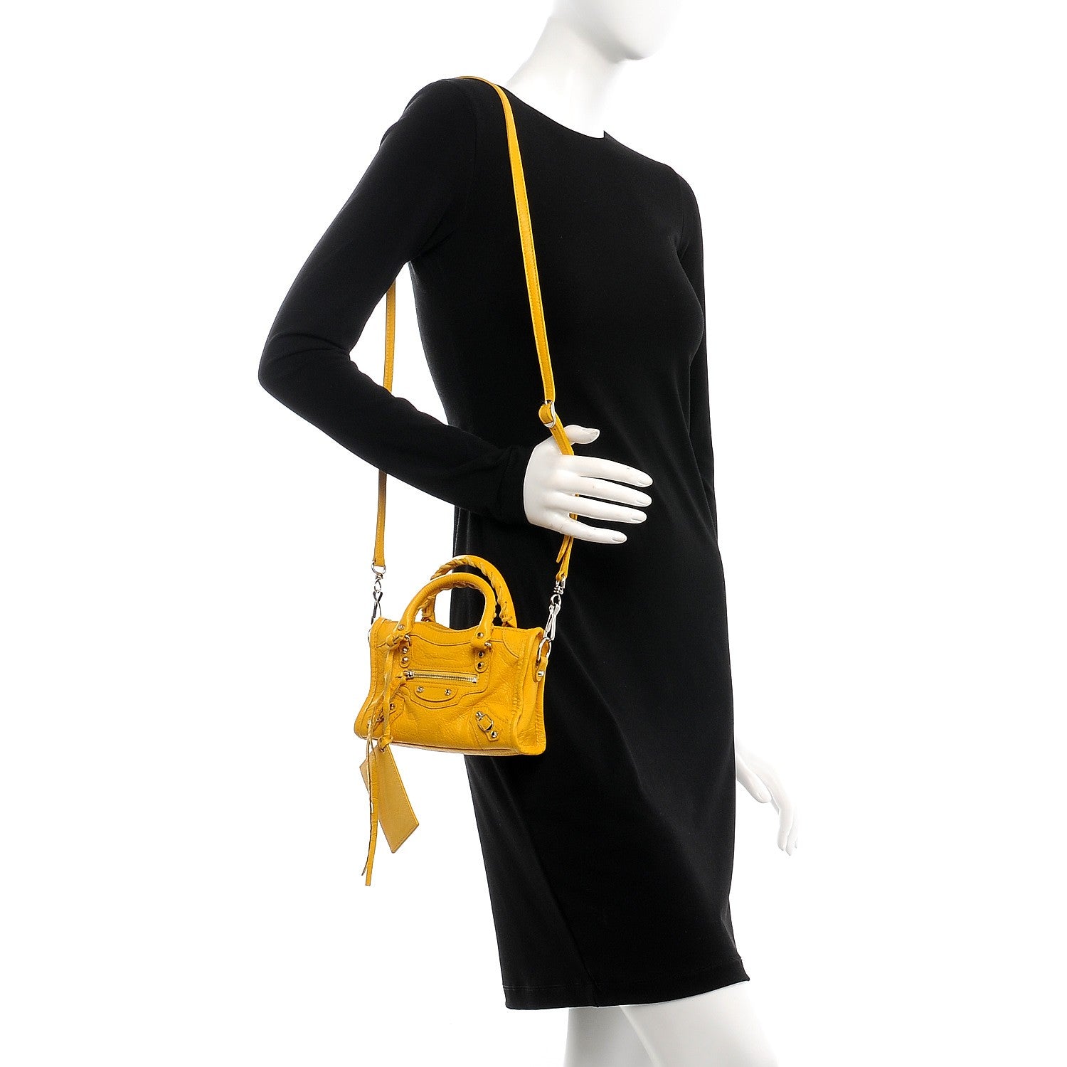 Balenciaga Agneau Classic Silver Hardware Nano City Jaune Epi 2 of 9