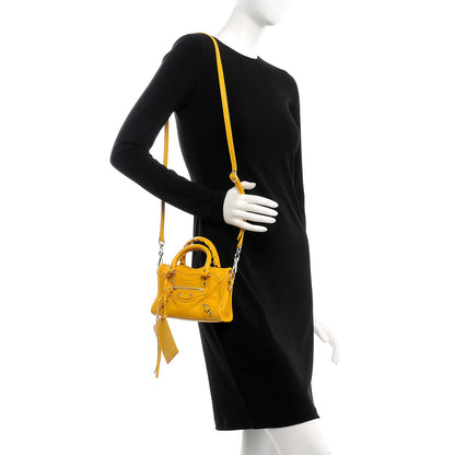 Balenciaga Agneau Classic Silver Hardware Nano City Jaune Epi 2 of 9