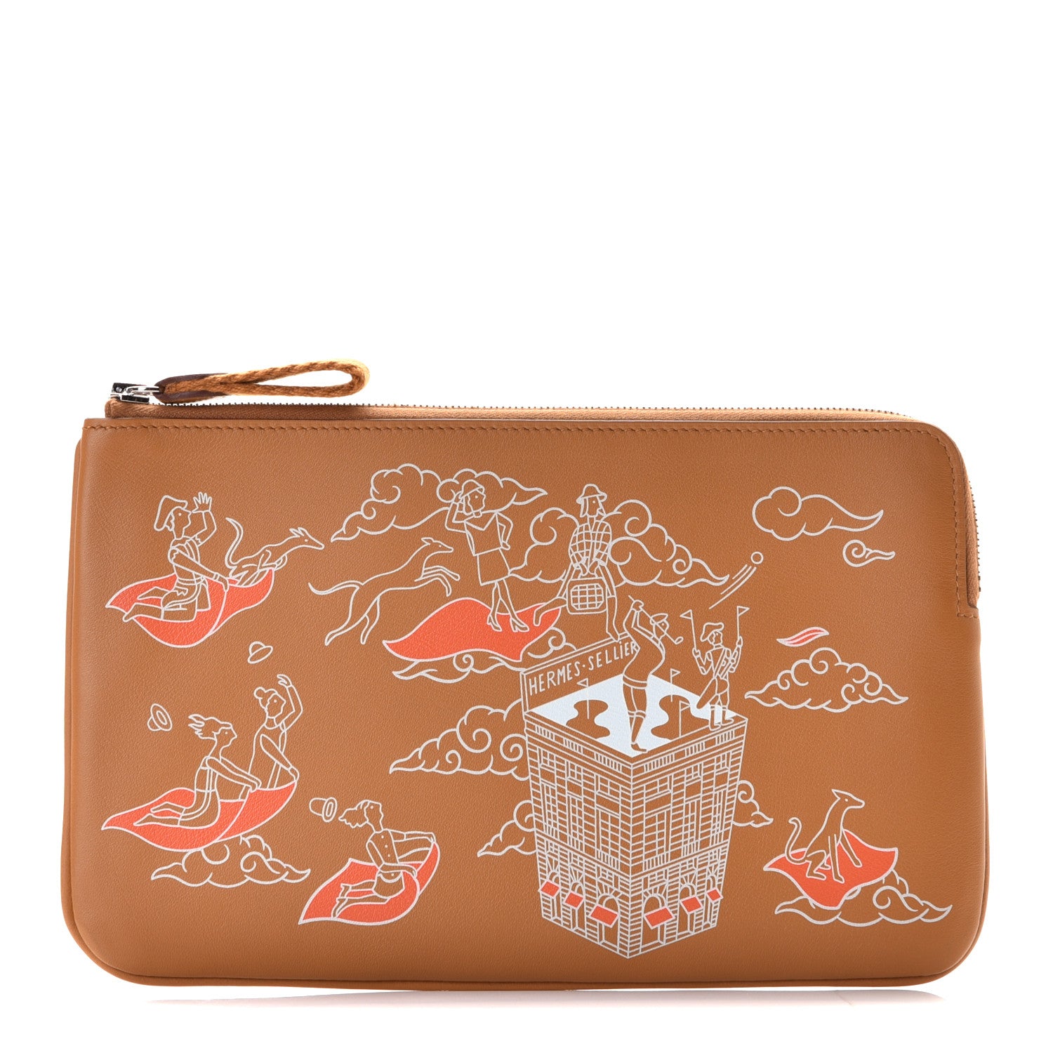Hermes Swift Carre L'Epopee d'Hermes Long Pocket Pouch Sesame White Caramel 1 of 6