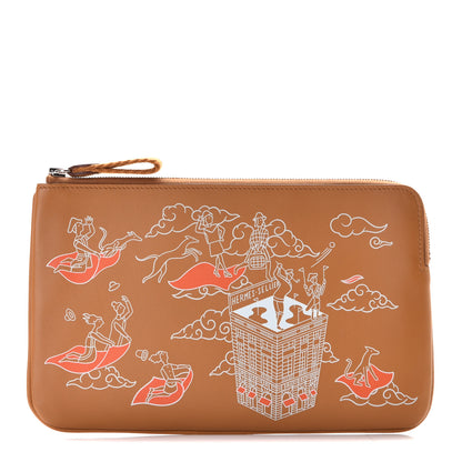 Hermes Swift Carre L'Epopee d'Hermes Long Pocket Pouch Sesame White Caramel 1 of 6