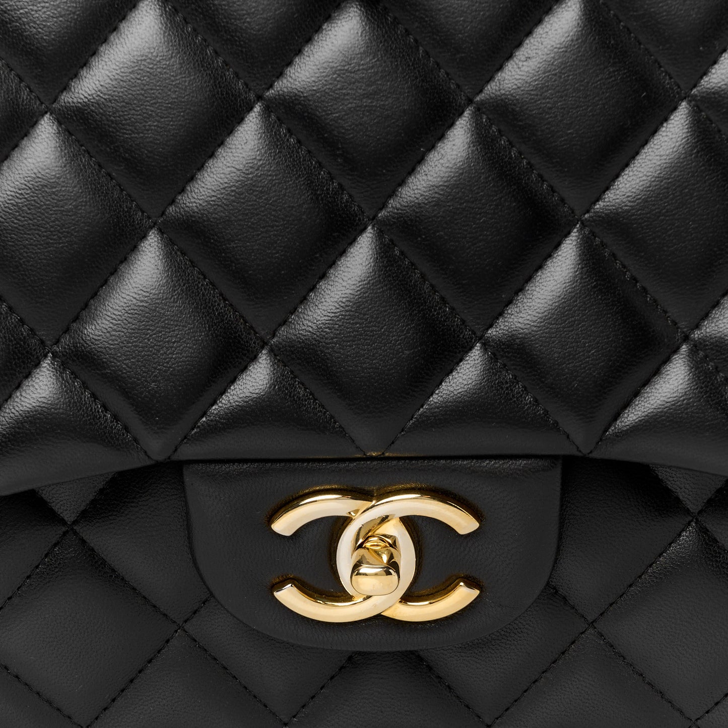 Lambskin Quilted Maxi Double Flap Black