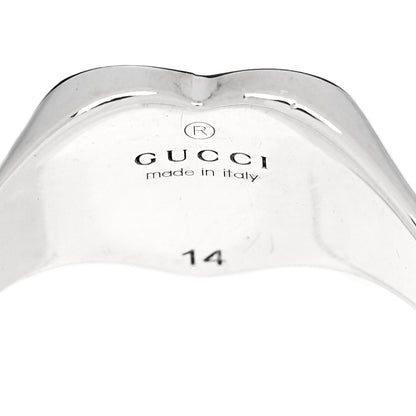 Gucci Sterling Silver Enamel GG Heart Ring 54 6.75 Blue 4 of 5