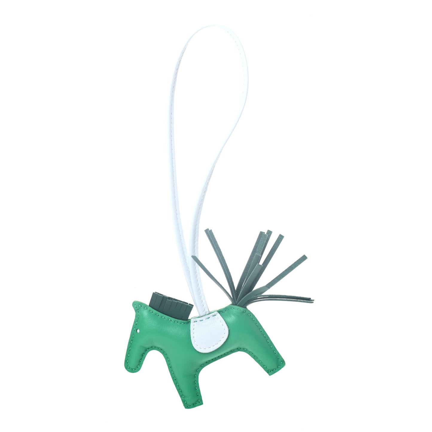 Milo Lambskin Grigri Rodeo Horse Bag Charm PM Menthe Malachite Brume