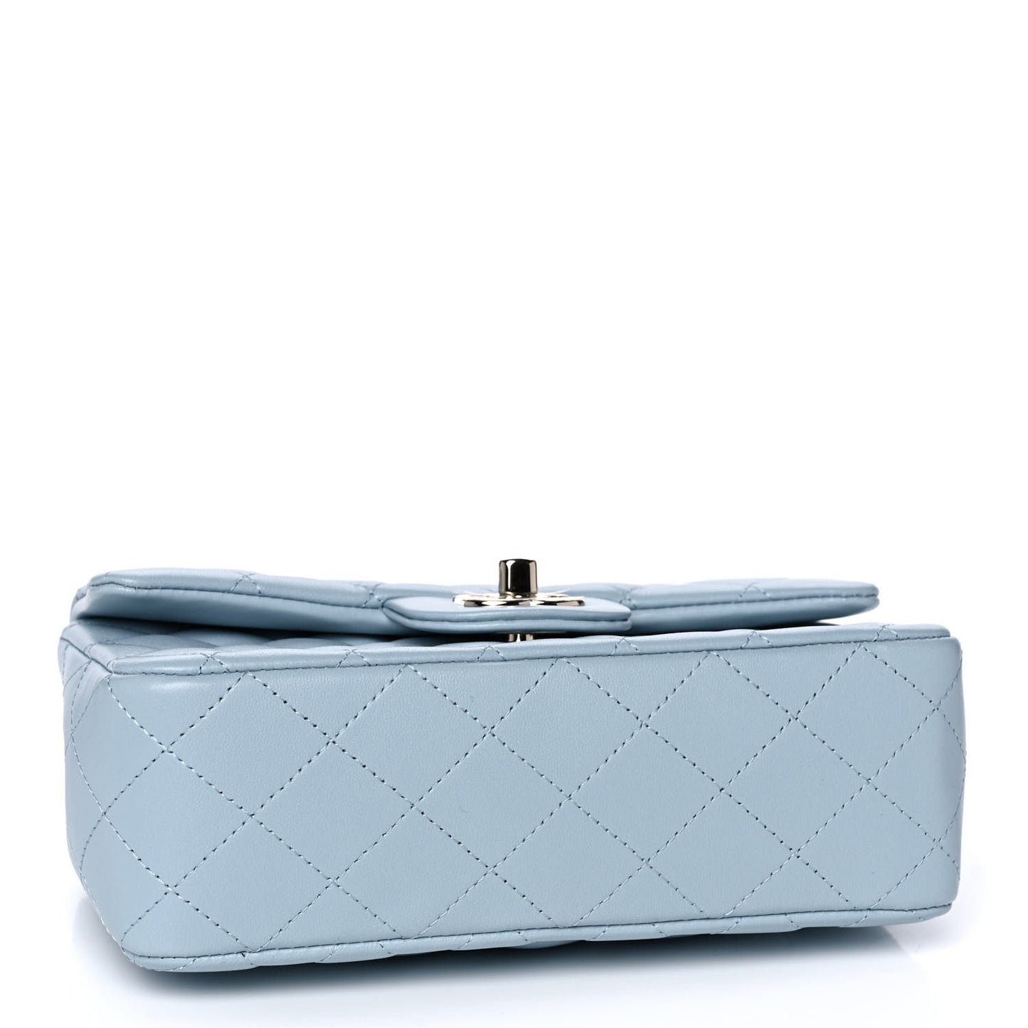 Lambskin Quilted Mini Top Handle Rectangular Flap Light Blue