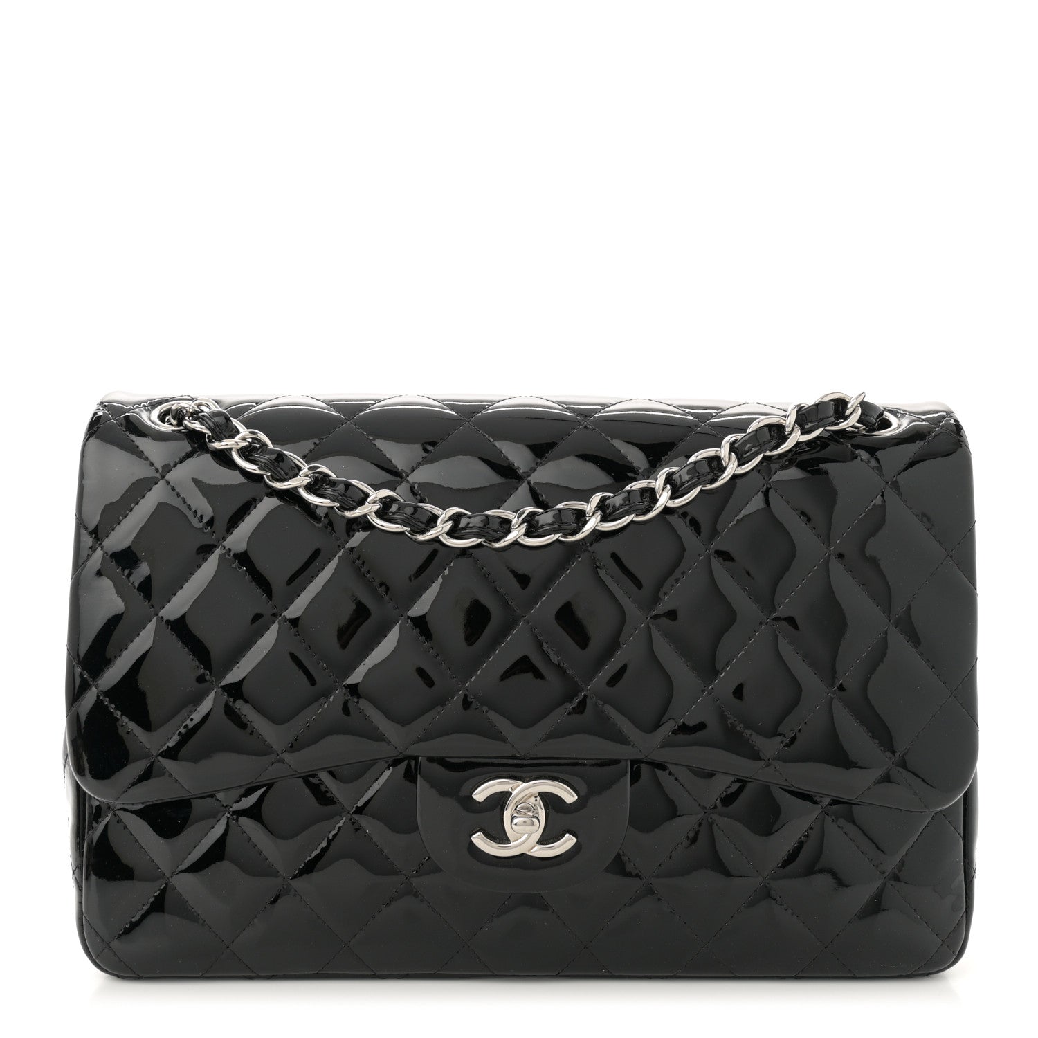 Chanel Patent Quilted Jumbo Double Flap Black 1 of 12