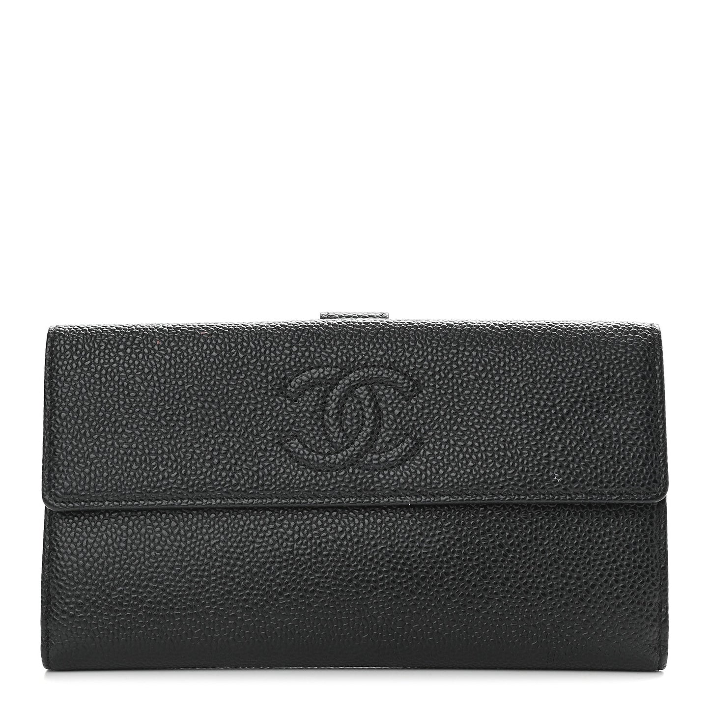 Caviar CC Long Flap Wallet Black