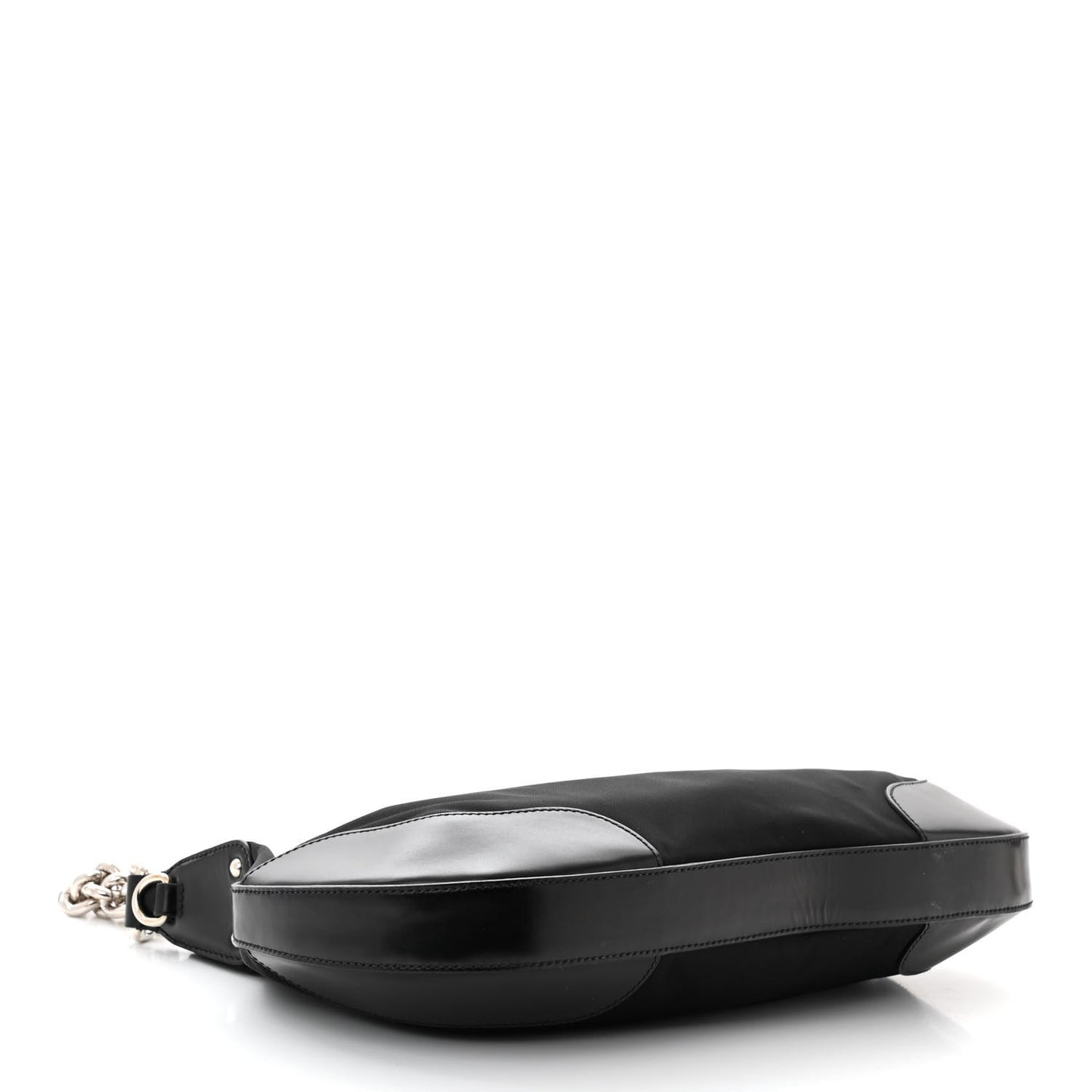 Tessuto Nylon Calfskin Chain Shoulder Bag Black